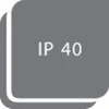 A gray square with rounded corners and a white border, containing the text "IP 40". Produktbild-Vorschau