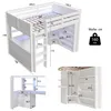 Hochbett mit Schreibtisch, LED-Streifen, Schubladen, Regal, Produktbild-Vorschau 5