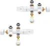 Two white radiator connection sets with brass fittings are shown against a white background. Produktbild-Vorschau