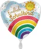 Folienballon Herz Endlich Schulkind Regenbogen 45cm Produktbild-Vorschau 1