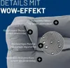Close-up of a gray beanbag sofa with text overlays highlighting its features. Náhled obrázku produktu