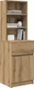 A tall, narrow cabinet with shelves and a drawer, made of wood-look material, shown against a white background. Náhled obrázku produktu