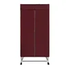 A burgundy electric heated clothes drying rack with wheels and a zipper closure is shown against a white background. Náhled obrázku produktu