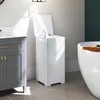 A bathroom scene with a vanity, a white laundry hamper, and a bathtub. Podgląd zdjęcia produktu