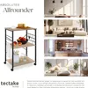 A product image showcasing a serving cart in a studio setting, with additional lifestyle images of the cart in various room settings. Náhled obrázku produktu