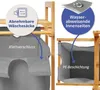 Close-up shots of a laundry basket, highlighting its features like removable bags, Velcro closure, and water-repellent interior. Produktbild-Vorschau