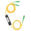 A fiber optic splitter with yellow cables and green connectors on a white background. Anteprima dell’immagine prodotto
