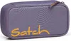 A purple pencil case with an orange logo and wavy pattern. Produktbild-Vorschau