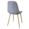 Rear view of a light gray upholstered dining chair with light wooden legs. Náhľad obrázku produktu