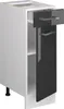 A kitchen cabinet with a drawer and a door pulled open, showcasing its interior and shelving. Anteprima dell’immagine prodotto