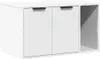 A white cabinet with two doors and an open compartment on the right. Produktbild-Vorschau