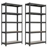 Two identical gray metal shelving units with wooden shelves are shown against a white background. Náhled obrázku produktu