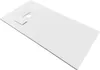A white rectangular shower tray with a drain opening and a small cover. Podgląd zdjęcia produktu