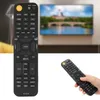 A hand holding a remote control in front of a blurred TV screen. Voir les images du produit