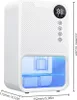 A white electric dehumidifier with a digital display and blue water reservoir is shown against a white background. Produktbild-Vorschau