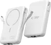 Two white power banks are shown against a white background. One is angled to show the front with a circular magnetic charging area, and the other is angled to show the side with branding. Náhled obrázku produktu