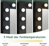 A collage showing a mirror with lights in three different color temperatures: cool white, neutral white, and warm white. Text below indicates the color temperatures. Voir les images du produit