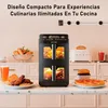 A kitchen counter with an air fryer and various food items. Produktbild-Vorschau
