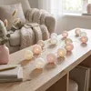 LED Lichterkette Baumwolle Balls Beige Rosa Weiss Produktbild-Vorschau 4