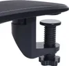 A close-up view of a black desk armrest clamp with a threaded screw mechanism. Podgląd zdjęcia produktu