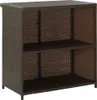 A brown rattan cabinet with two shelves against a white background. Náhled obrázku produktu