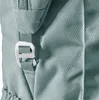 A close-up of a teal backpack strap and buckle. Produktbild-Vorschau