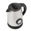 A stainless steel electric kettle with a black lid and handle, featuring a built-in thermometer. Produktbild-Vorschau