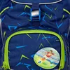 A close-up of a blue backpack with a soccer-themed patch. Anteprima dell’immagine prodotto