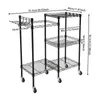 A black wire shelving unit with dimensions indicated by text overlays. Náhled obrázku produktu