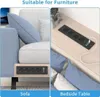 A split image showing an embedded power strip with USB ports installed in a sofa and a bedside table. Anteprima dell’immagine prodotto