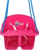 A pink baby swing with blue ropes hanging from above. Náhľad obrázku produktu