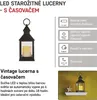 LED dekorace – lucerna antik černá blikající, 3x AAA, vnitřní, vintage, časovač Voir les images du produit