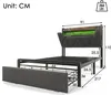 A diagram of a bed frame with dimensions and features indicated by text and lines. Anteprima dell’immagine prodotto