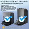Two robot vacuum docking stations are shown, with checkmarks overlaid on them. Produktbild-Vorschau
