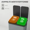 HOMCOM Odpadkový kôš 2 x 30 l, pedálový kôš s vekom, Náhľad obrázku produktu 4