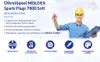 A man in a hard hat holding a clipboard and a pencil, with product features listed. Produktbild-Vorschau