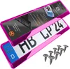 2 Kennzeichenhalter Pink - Chrom Kennzeichenhalterung Produktbild-Vorschau 1