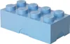 A light blue LEGO brick-shaped storage box. Produktbild-Vorschau