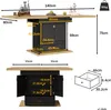 Diagrams showing dimensions of a kitchen table with storage. Produktbild-Vorschau
