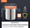 A VEVOR vacuum chamber with its accessories and specifications laid out. Náhled obrázku produktu