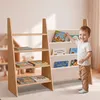 Relaxdays Bücherregal Kinder, 5 Stofftaschen & 4 offene Produktbild-Vorschau 3