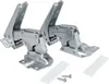 A pair of metal hinges with screws and plastic spacers on a white background. Voir les images du produit