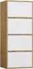 A narrow, tall cabinet with four white doors. Voir les images du produit