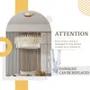 A chandelier is shown in a room setting, with marketing text overlays. Produktbild-Vorschau