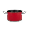 A red pot with silver handles and trim, shown from the front. Anteprima dell’immagine prodotto