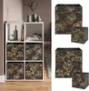 A white cube shelving unit with storage boxes and decorative items, alongside separate images of the storage boxes. Náhled obrázku produktu