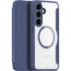 A blue and clear phone case with a magnetic ring on the back. Voir les images du produit