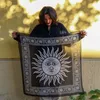 Baumwolltuch Sonne schwarz beige 100x100cm leichtes Produktbild-Vorschau 6