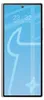 A smartphone screen displaying the time and date, with a stylized graphic overlay. Produktbild-Vorschau