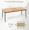 A diagram showing the dimensions and capacity of an outdoor table. Produktbild-Vorschau